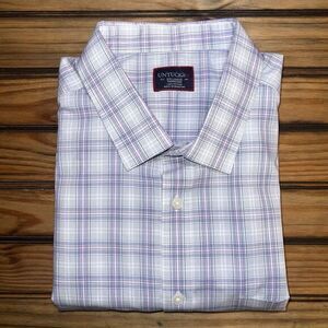 UNTUCKit‎ Bruno Shirt Mens Size XXL Wrinkle Free Plaid Gray Purple Long Sleeve